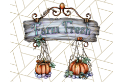 Fall Market Stall Clipart PNG, Rustic Autumn Clip Art Product Image 2