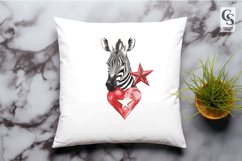 Zebra Heart Stars Watercolor Animal Clipart Sublimation PNG Product Image 3