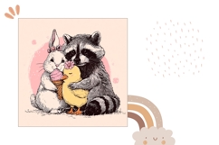 Easter Raccoon Pillow case, Easter Chick Pillow Template Product Image 2