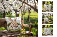 Easter Bunny Pillowcase, Tulips Pillow Designs, Easter PNG Product Image 2
