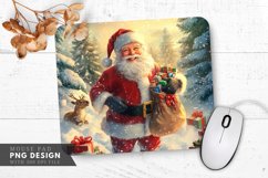 Smiling Santa in a Snowy Forest Mouse Pad PNG Design Product Image 1