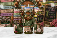 Golf Highland Cow Tumbler Wrap PNG Product Image 1