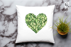 Green Leaf Heart Botanical Clipart Sublimation PNG Product Image 3