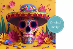 3D Sugar Skull Tumbler Wrap, 3D Floral Tumbler Sublimation Product Image 2