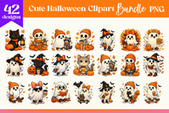 Halloween Clipart Bundle | Cute Ghost Cat PNG Product Image 1
