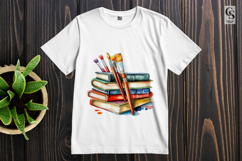 Books and Paintbrush Clipart Sublimation PNG Product Image 2