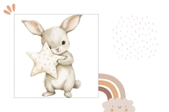 Watercolor Rabbit Pillow Design, Rabbit Pillowcase PNG Product Image 2