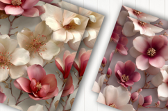 Pink Magnolia Floral Digital Paper Product Image 2