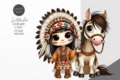Native Americans, Girl clipart, Horse clipart Product Image 1