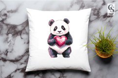 Cute Panda Holding Heart Illustration Clipart PNG Product Image 3