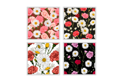 Daisy Flower &amp; Carnation Flower Digital Paper Product Image 2