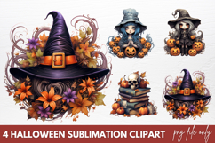 Watercolor Halloween Sublimation Clipart PNG Product Image 1