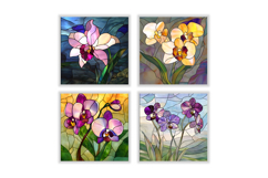 Stained Glass Orchid Flower Digital Paper Product Image 2