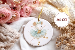 Cartoon Christmas Mouse Ornament, Ballerina Ornament Round Product Image 2