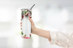 Add Your Name Tumbler, Floral Frame Tumbler Wrap Product Image 2