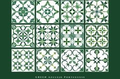Watercolor Portuguese Tiles| Green Azulejo Product Image 2