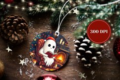 Christmas Tree Round Ornament, Christmas Ghost Ornament Product Image 2