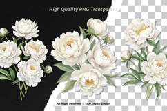 15 Bundle Watercolor White Peony Flower Ivory Wedding Product Image 2