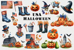 USA Halloween watercolor clipart Product Image 2