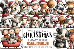 Whimsical Christmas Clipart Bundle | Cute Holiday PNG Set Product Image 1