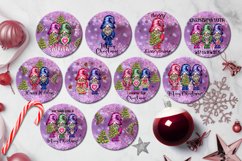 Christmas Gnome Earring, Round earring sublimation designs Product Image 2