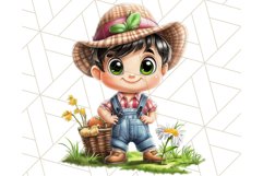 Kids Farm Clipart, Cute Farmer and Farm Animal PNG Product Image 2