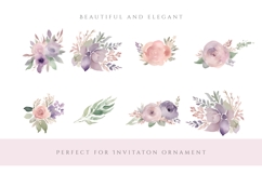 50 Watercolor Floral Clipart, Pink Flower PNG Decorative Product Image 2