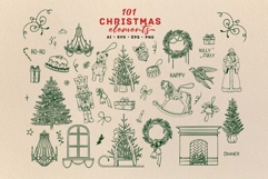 Vintage Christmas Vector Retro Set Product Image 2