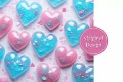 Blue Ctystal Hearts Tumbler Wrap, Valentine's Day Tumbler Product Image 2