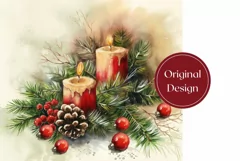 Watercolor Christmas Tumbler, Christmas Candles Sublimation Product Image 2