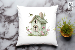Floral Garden Birdhouse Illustration Clipart Sublimation PNG Product Image 2