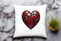 Cracked Red Stone Heart Clipart Sublimation PNG Product Image 3