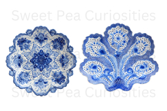 Blue Toile, Ephemera, PNG, Clipart, Junk Journal, flowers Product Image 2