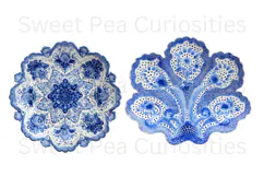 Blue Toile, Ephemera, PNG, Clipart, Junk Journal, flowers Product Image 2