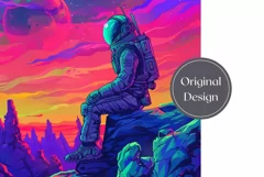 Neon Pink Tumbler Wrap Design, Astronaut Tumbler Sublimation Product Image 2