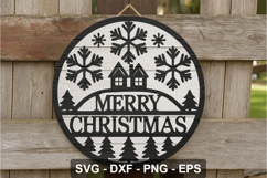 Merry Christmas Round Sign SVG Laser Cut File Product Image 2