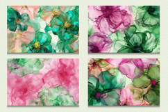 Pink &amp; Green Alcohol Ink Flowers Cutting Boards sublimation Product Image 2