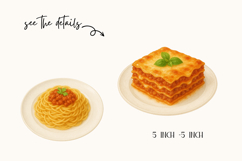 Italian &amp; French Food Watercolor Clipart Set 40 PNG Gourmet Product Image 2