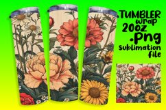 Vintage Floral Tumbler Wrap - Retro Pattern Product Image 1