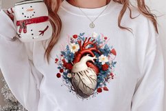 Watercolor Christmas Floral Hearts Clipart Product Image 2