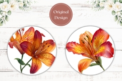 Lily Flowers Car Coasters, Cute Flowers Round Coaster Design Product Image 2