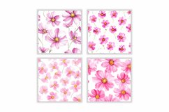 Watercolor Pink Cosmos Flower Digital Paper Product Image 2