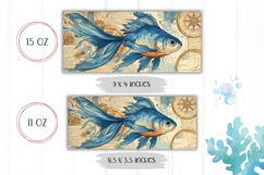 Goldfish Mug Wrap, Sea Mug Design, Vintage Coffee Mug PNG Product Image 2