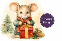 Christmas Tumbler Design, Watercolor Winter Mouse Tumbler Product Image 2