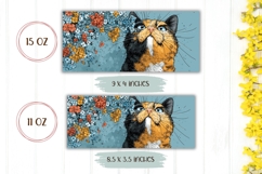 Funny Cat Mug Wrap, Floral Mug Design, Cat Sublimation Mug Product Image 2