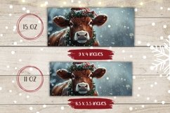Christmas Cow Mug Wrap, Winter Coffee Mug Template Product Image 2
