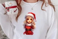 Christmas Cute Girl Sublimation Clipart, Christmas Cute Product Image 2