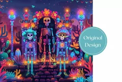 Colorful Tumbler Wrap Design, Neon Skeletons Tumbler Design Product Image 2