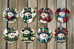 Christmas snowman | 8 retro Round earring Sublimation design Product Image 2