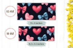 Cute Bows Mug Wrap Design, Love Hearts Mug Template Product Image 2